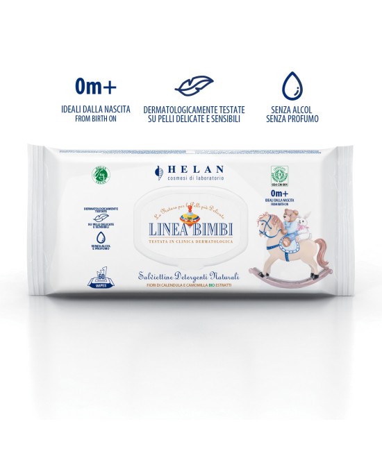 HELAN Linea Bimbi Salviettine Detergenti Naturali 60 salviette